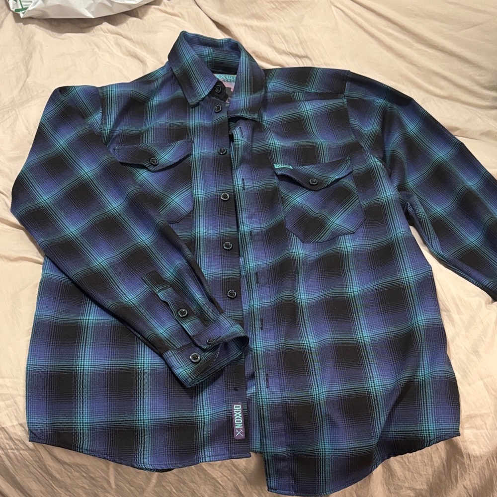 DIXXON Blue and Black Plaid Button-Down Shirt